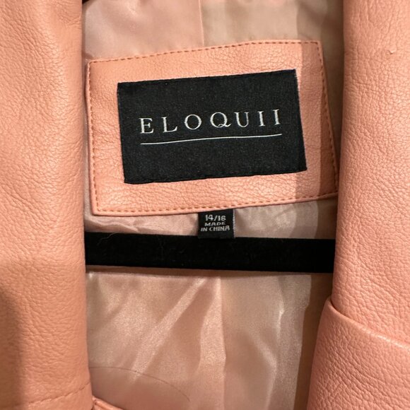 ELOQUII Hot Pink Faux Leather Moto Biker Jacket Plus Size 14/16 Fuchsia RARE - Picture 2 of 4